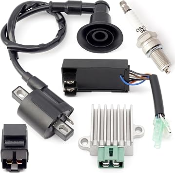 5 Pack Ignition Coil Kit Replacement for Polaris Sportsman 90 2001-2007 with Voltage Regulator Rectifier Starter Relay Solenoid and Spark Plug Replace 0451018 0452187 0452061 0450553 0450555