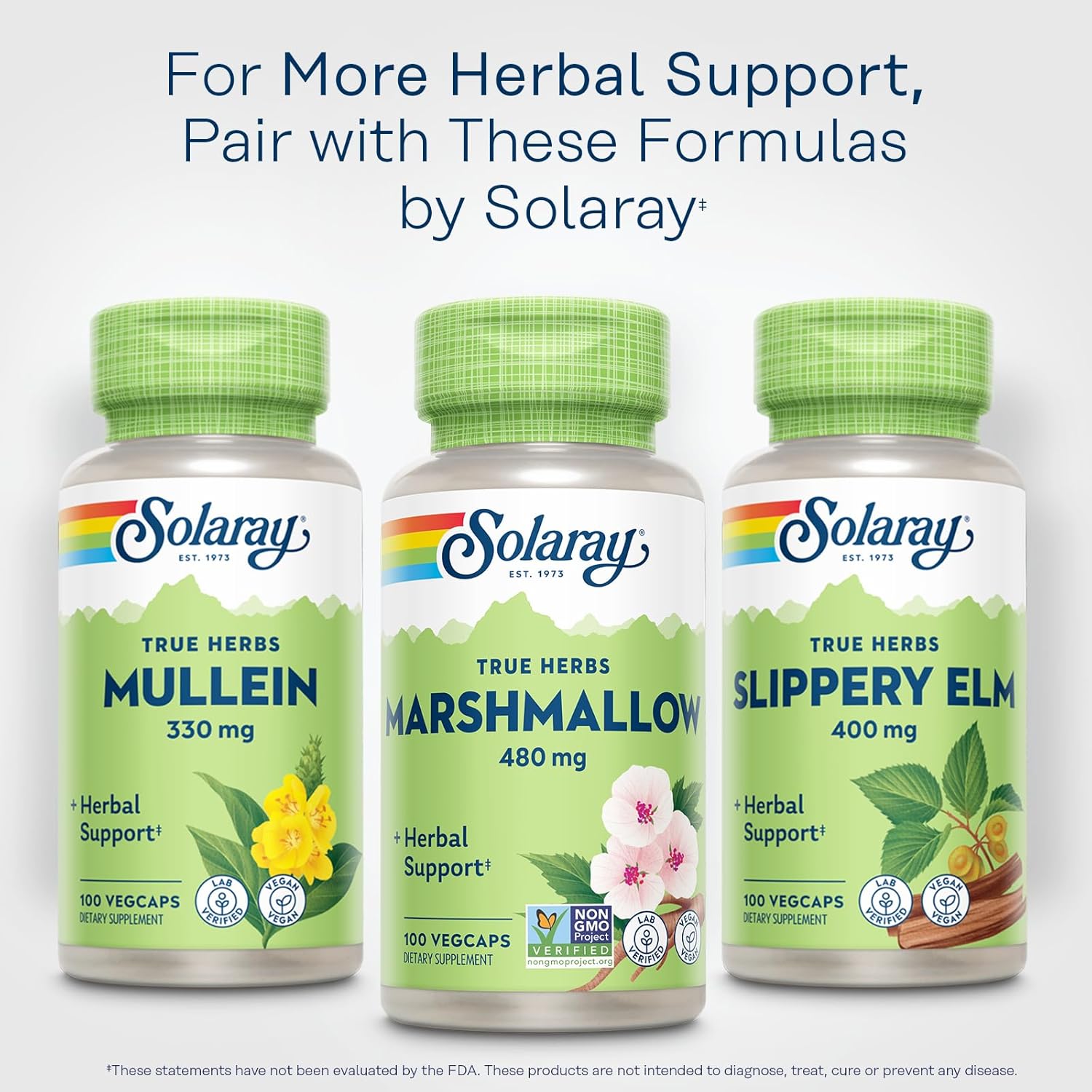 SOLARAY Marshmallow Root Capsules 480 mg - Soothing Herbal Support w/Whole Marshmallow Root - High in Mucilage Soluble Fiber, Vegan, Non-GMO, Lab Verified, 60-Day Guarantee, 100 Servings, 100 VegCaps - Image 7