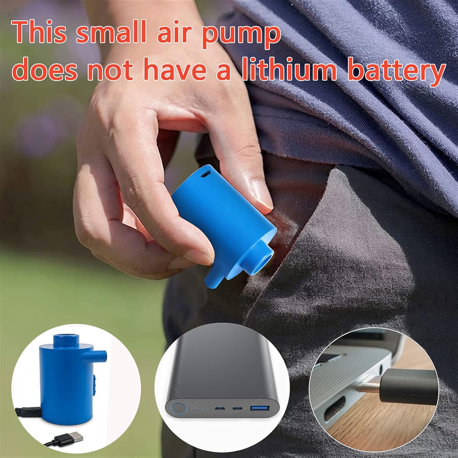 BUYMAX Portable Electric Air Pump for Inflatables, Tiny Air Pump with USB Cable, Mini Inflator/Deflator Pump for Air Mattress, Pool Float, Air Bed -（No Battery） : Home & Kitchen