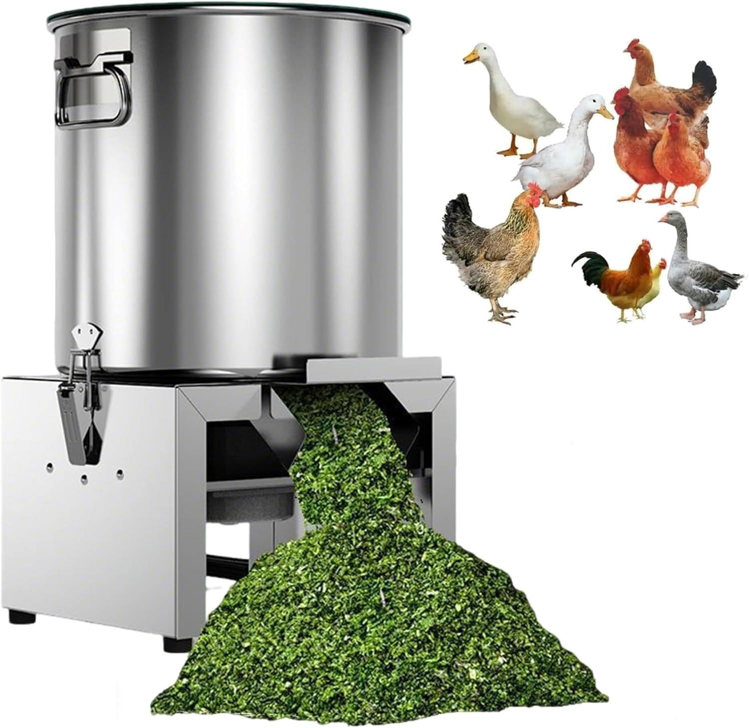 RoyceBee Commercial Electric Vegetable Chopper, Small Household Poultry Feed Processor, 3500 RPM 50-120KG/H Stainless Steel Feed Processing Machine for Chicken Duck Pig, Adjustable Cutting