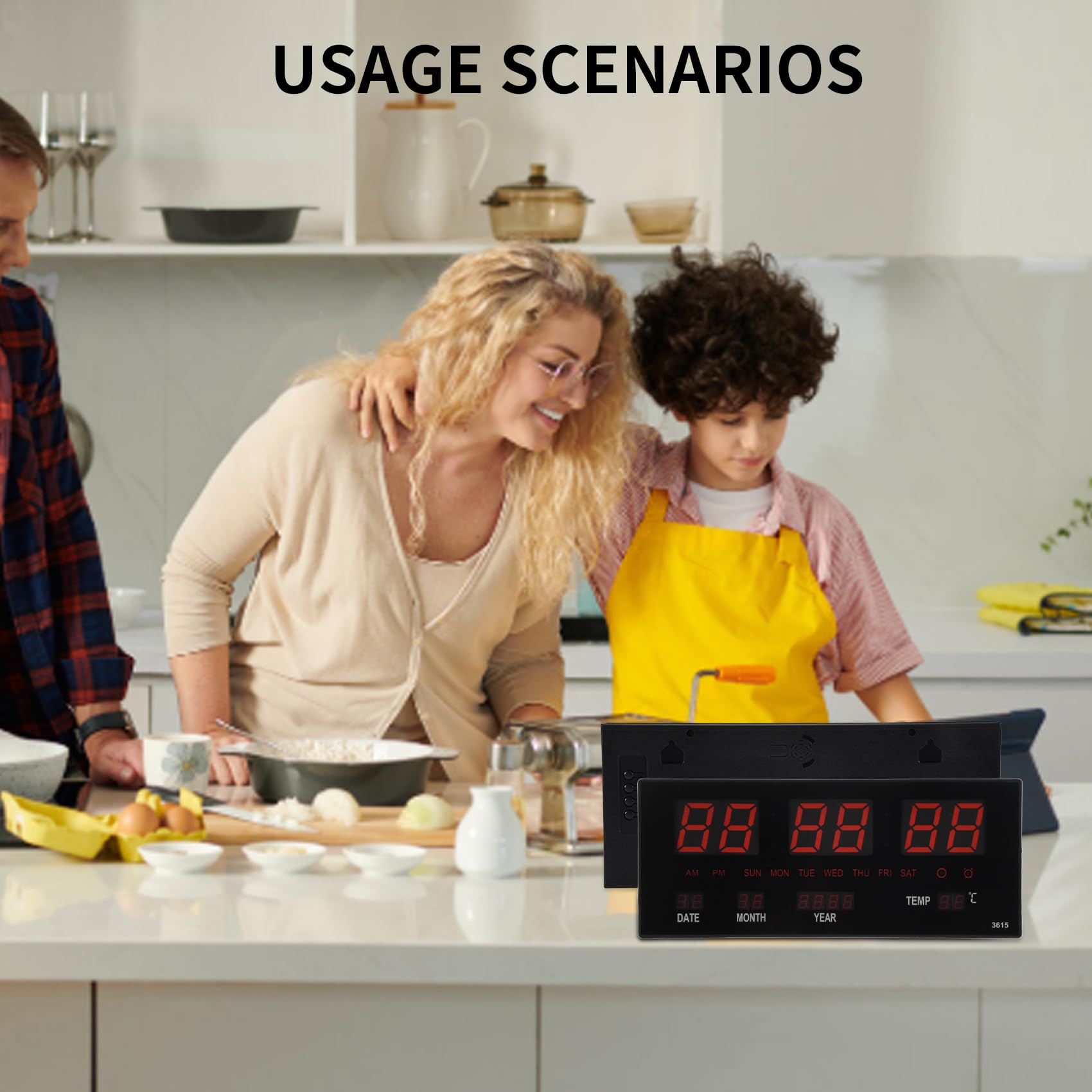 LED Calendario Perpetuo Orologio Elettronico Orologio da Parete Digitale Sveglia Orologio Orario con Suoneria Temperatura Orologi da Tavolo Home Office Rosso