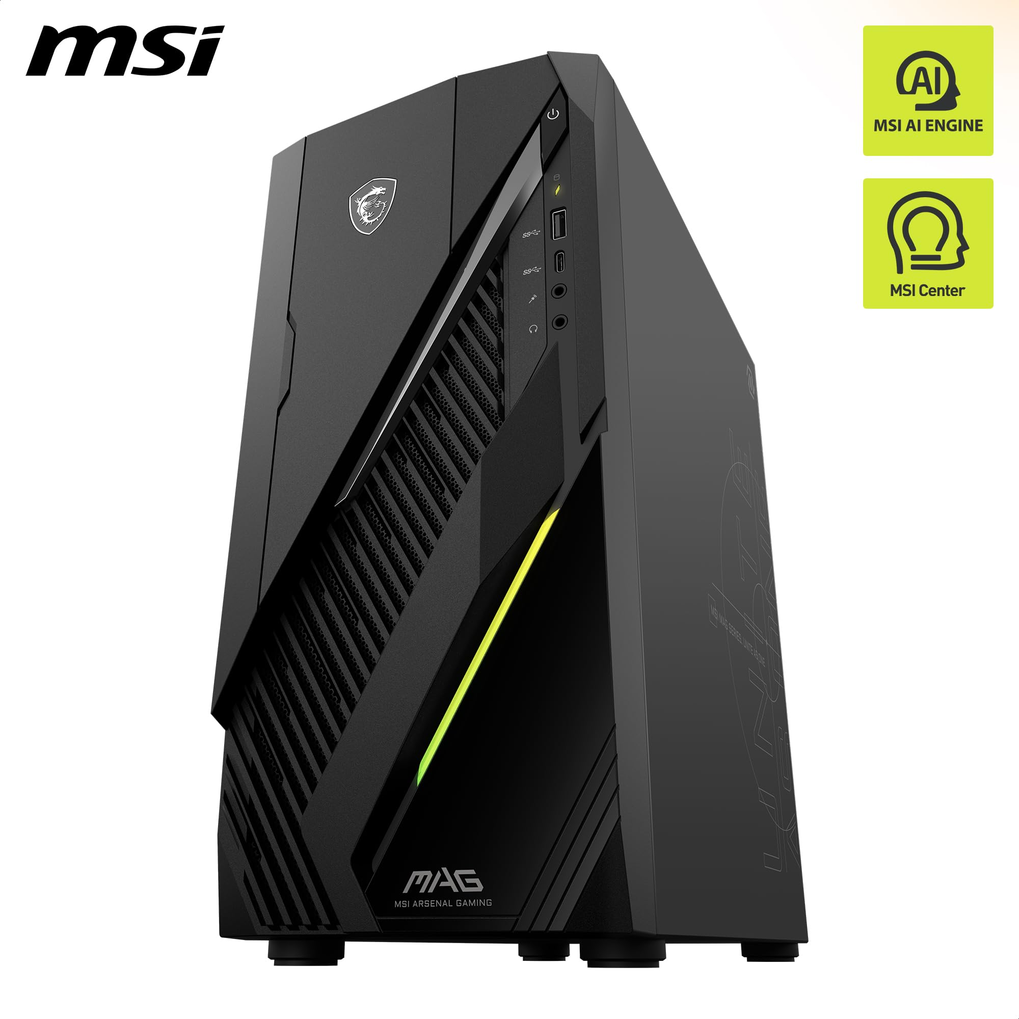 MSI MAG Infinite E1 14NVL5-104EU Gaming PC Intel Core i5 14400F GeForce RTX 5060 8G 16GB RAM DDR5 1TB SSD PCIe GEN4x4 NVMe Wi-Fi 6E 80+ Bronze