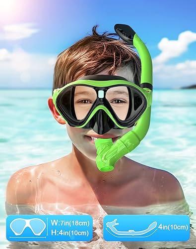 Miniatura 4 de Gintenco Juego de esnórquel para niños, máscara de buceo para niños como gafas de natación unisex para niños, máscara de buceo antivaho y juego