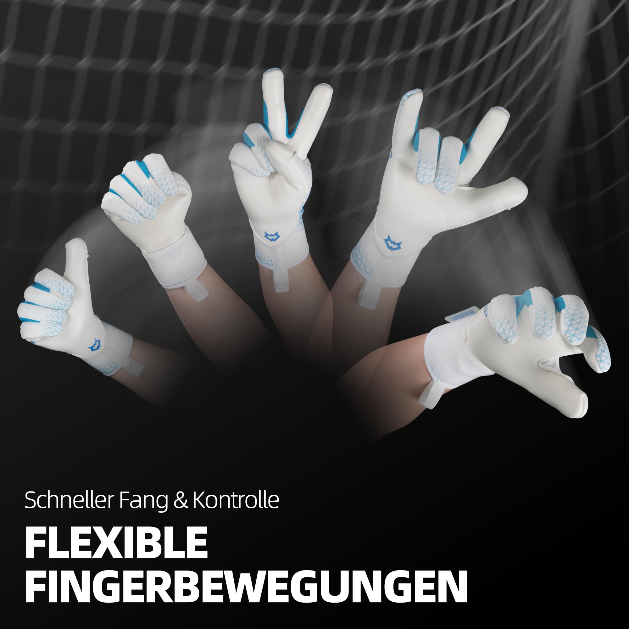 WVVOU Torwarthandschuhe Herren Und Kinder, Atmungsaktiv Fußballhandschuhe, Größe 6–10, 8–15+ Jahre, 4+3 mm Sticky Latex, Starker Grip