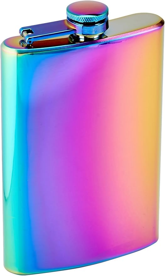 Top Shelf Flasks Rainbow Colored Unicorn Hip Flask, 8 oz