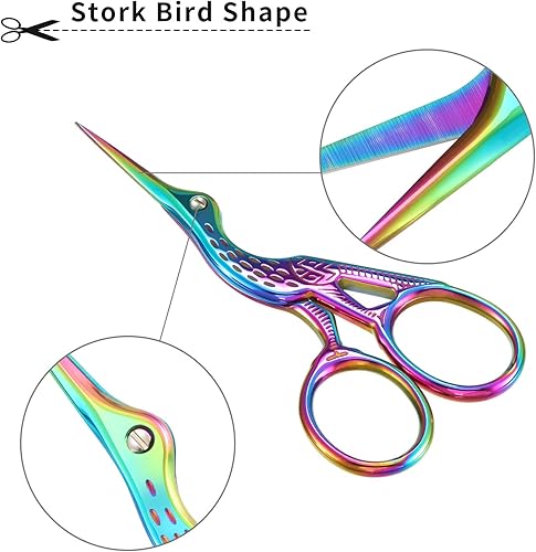 Miniatura 2 de Tijeras clásicas de cigüeña, con punta de acero inoxidable, diseño de grúa, de 3.6 pulgadas, para bordado, manualidades, trabajo de aguja, trabajo