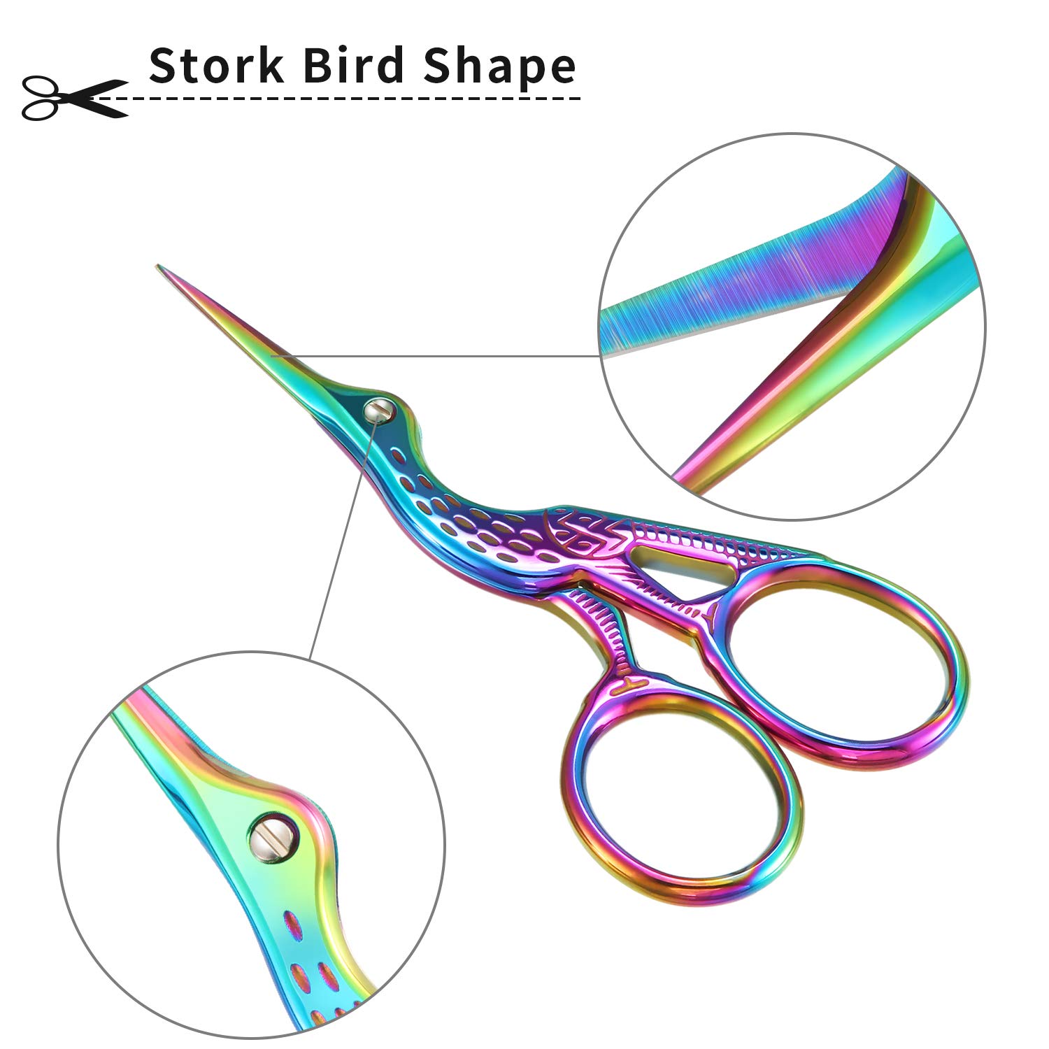 5 Pieces Stainless Steel Tip Classic Stork Scissors Crane Design 3.6 Inch Sewing Dressmaker Scissors for Embroidery, Craft, Needle Work, Art Work or Everyday Use (Style B)