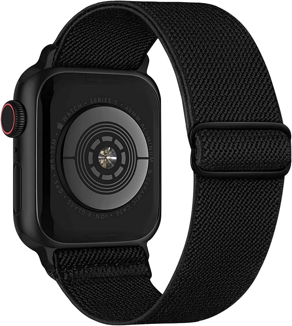 Stretchy Solo Loop Compatible with Apple Watch Band Strap 38mm 40mm 41mm, Adjustable Braided Elastic Nylon Bands for Apple Watch SE/iWatch Series 9 8 7 6 5 4 3 2 1（Black, 38mm 40mm 41mm)