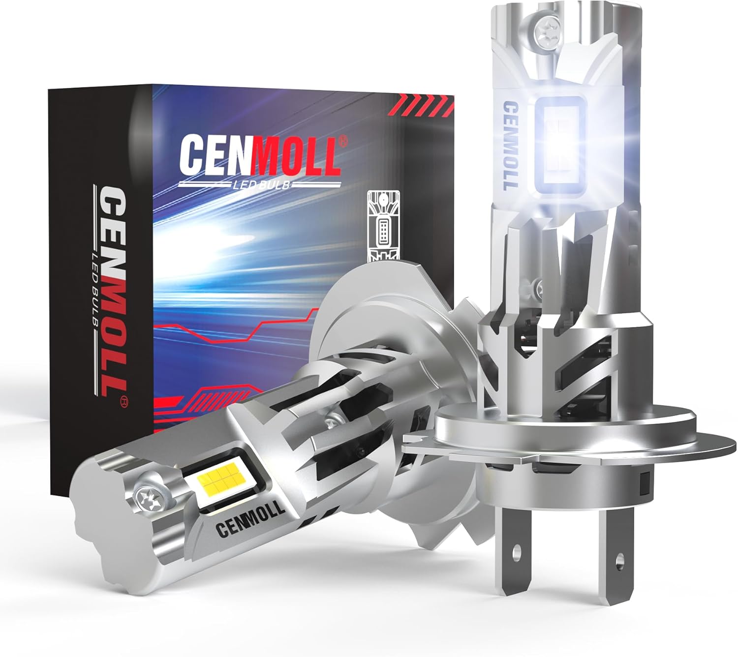 CENMOLL H7 Led Headlight Bulb, 400 Brighter 80W 16000LM 6000K Cool White No Adapter Required 1