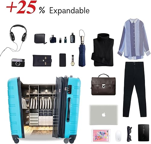 Miniatura 6 de Merax Juego de equipaje rígido con cerradura TSA y ruedas giratorias, 3 piezas, carcasa dura, ligera, 20 pulgadas, 24 pulgadas, 28 pulgadas, Trip