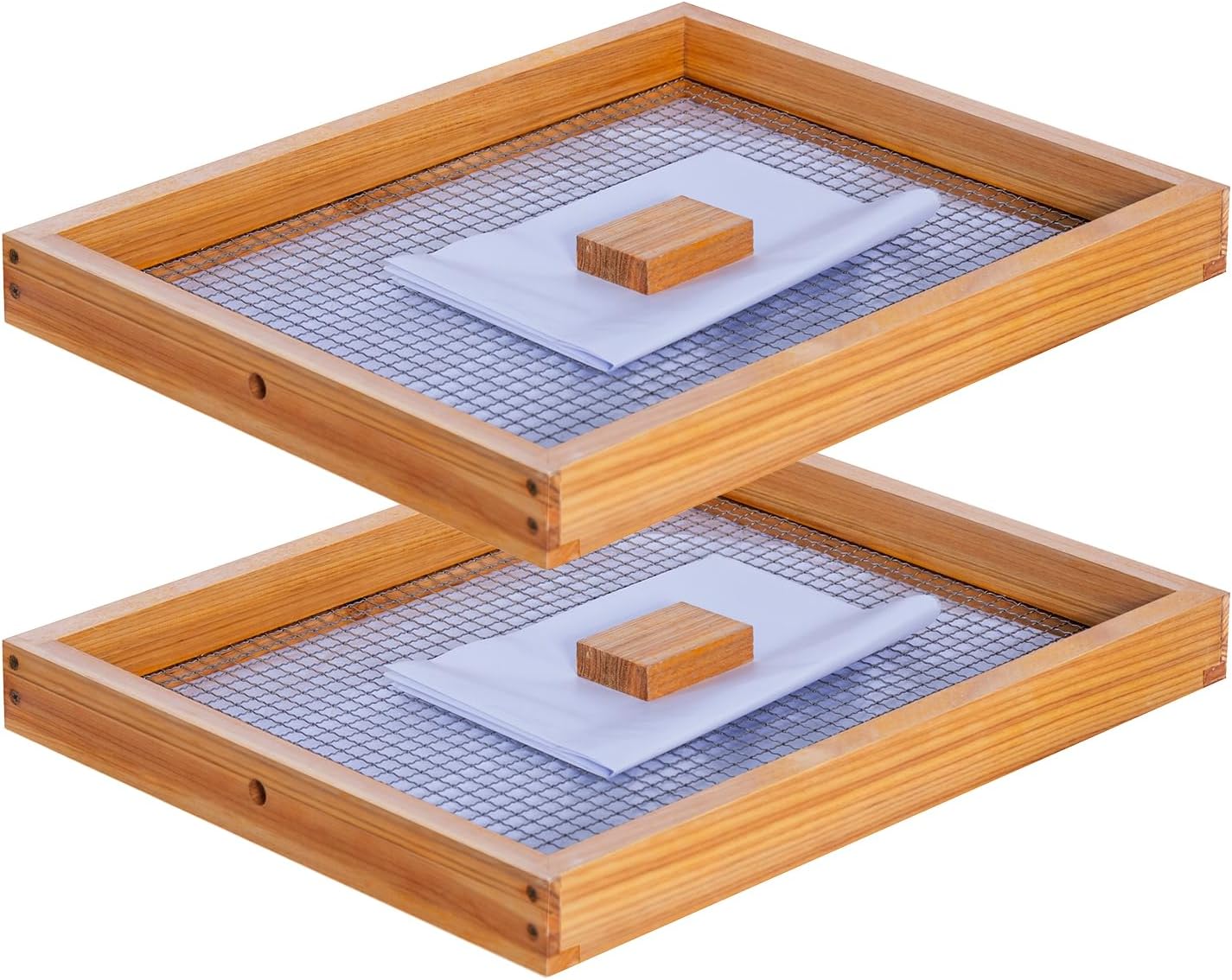 2Pack 10-Frame Beehive Candy Board Dipped in Beeswax for Langstroth Hives, Assembled Winter & Early Spring Bee Feeder - Holds Pollen Patty, Bee Hive Top Feeder for Overwintering (19.88" x 16.25" x 2")
