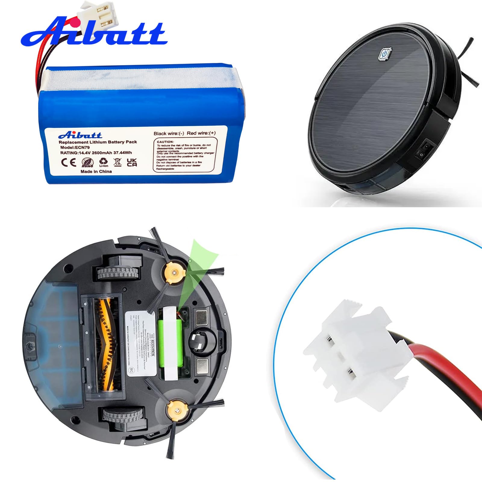 2600mAh Ersatzakku für Eufy RoboVac 11S/11SMAX,30C,15C/15CMAX,35C,G10 Hybrid,G40 Hybrid+, G20/G30 Serie, akku für Tesvor X500, Batterie für Proscenic 850T, Ecovacs DEEBOT N79,N79S RoboVac.