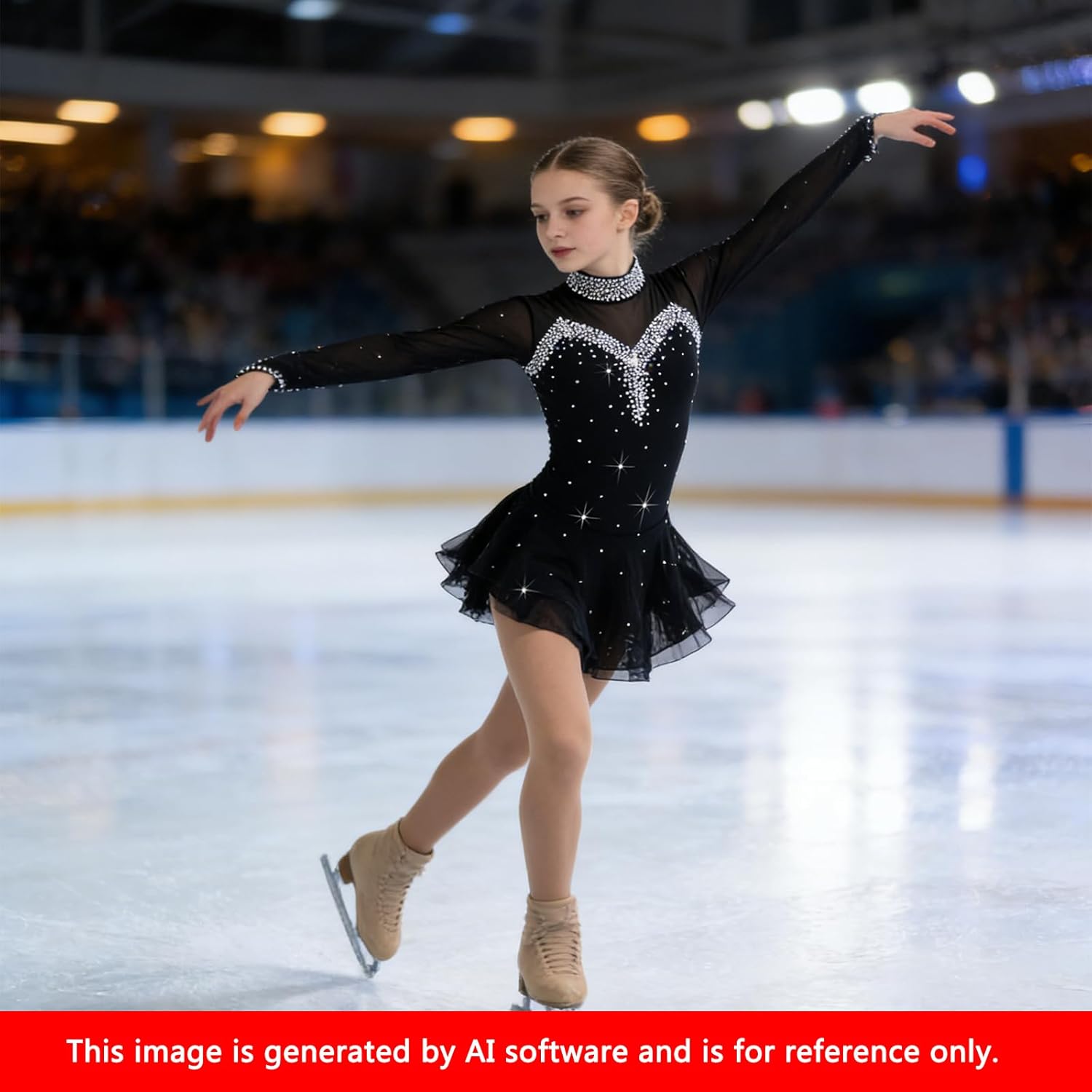 LIUHUO Blue Ice Figure Skating Dress for Girls Women Backless Long-Sleeved Beaded Dresses…