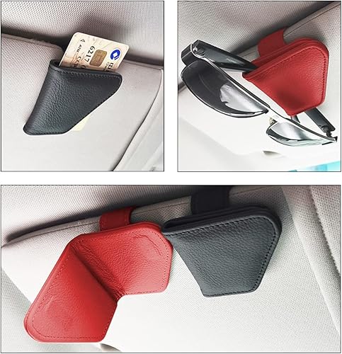 Miniatura 6 de 8sanlione Soporte para lentes de sol para visera solar de automóvil, clip magnético para colgar gafas de cuero, clip universal para almacenamiento