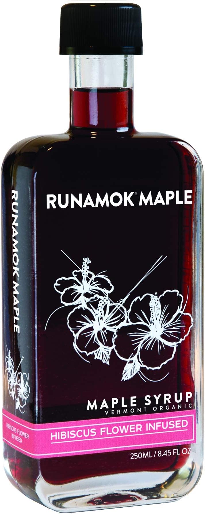 RunamokMaple's Hibiscus Flower Infused Maple Syrup | Organic Vermont Maple Syrup | 8.45 Fl. Oz | 250 mL