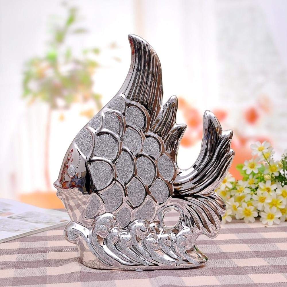 Posągi Ceramiczne wyposażenie domu Statua zwierząt Ozdoby Figurka rybna-B_30Cm * 23Cm * 16Cm