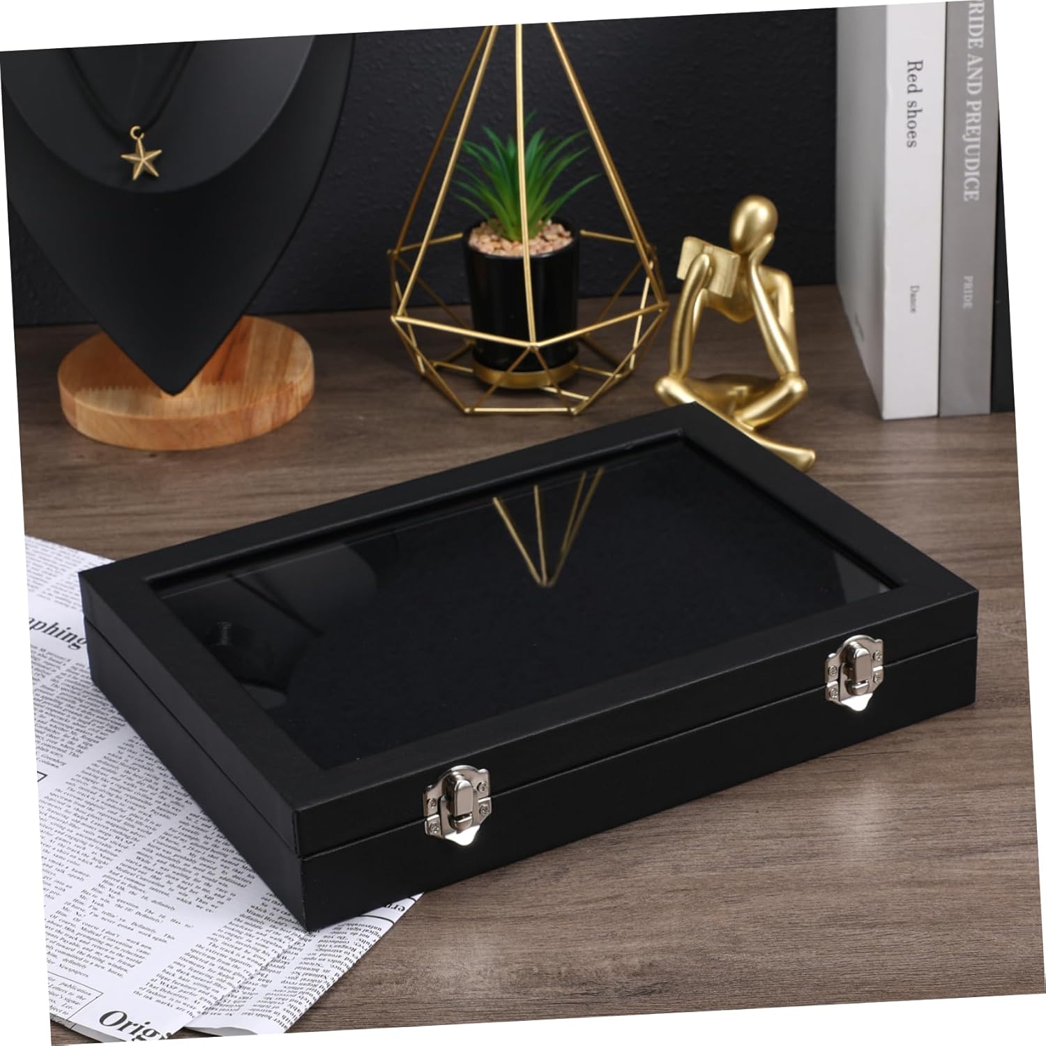 GLEAVI Medal Frame Jewelry Storage Box Earrings Bracelet Holder Button Storage Case