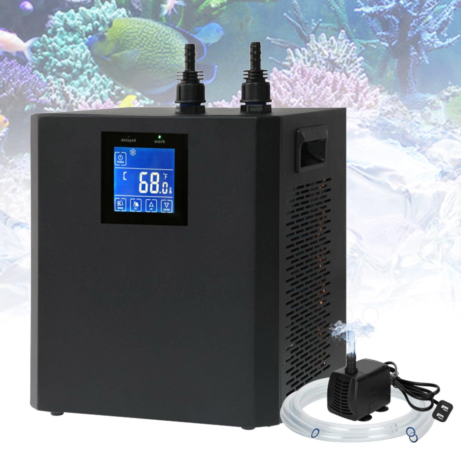 Cashwise 1/3 HP Fish Tank Water Chiller, 79 Gal Aquarium Chiller, Hydroponic Water Chiller with Touch Screen, Remote Control, Hydroponics System Axolotl Jellyfish Coral Reef