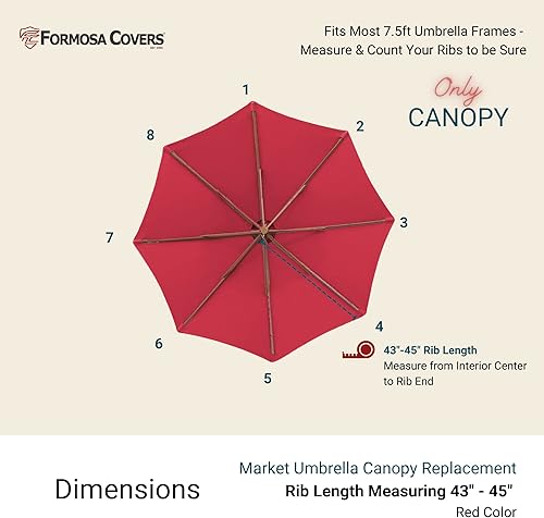 Miniatura 2 de Formosa Covers Toldo de repuesto para sombrilla de patio de 7.5 pies  8 varillas  Protector UV 300D grueso y resistente al agua  Cubierta de