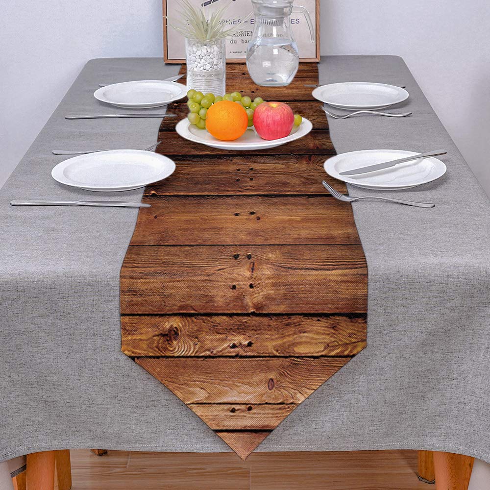 FAMILYDECOR - Runner da tavola in tela di lino, 30 x 300 cm, stile rustico, in legno marrone antico, ideale come runner da tavola per feste, sala da pranzo, cucina, decorazioni per