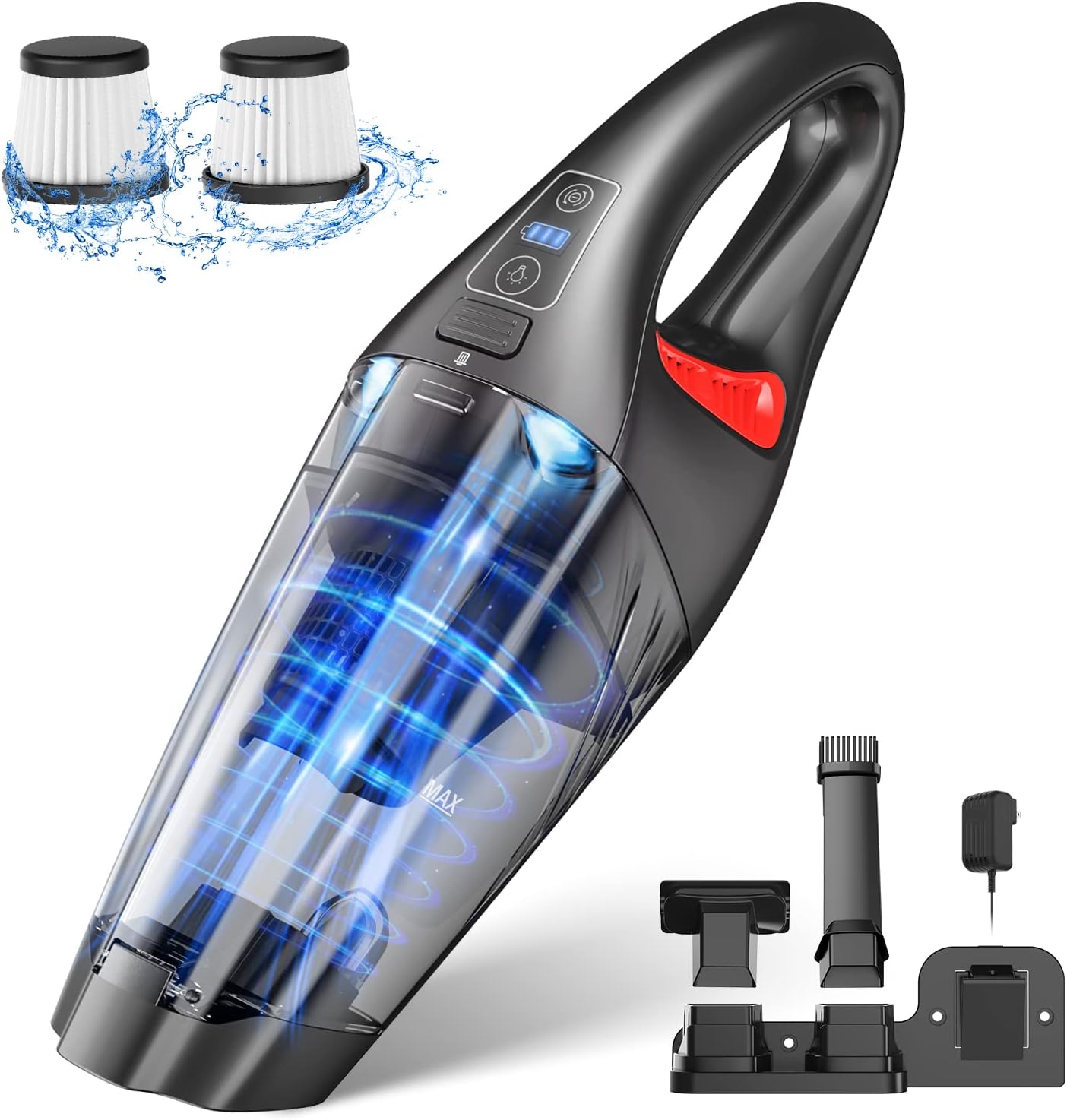 CungCi Cordless Car Vacuum – 18000Pa, 100W Brushless Motor, 5-in-1 With Window Breaker, LED Light