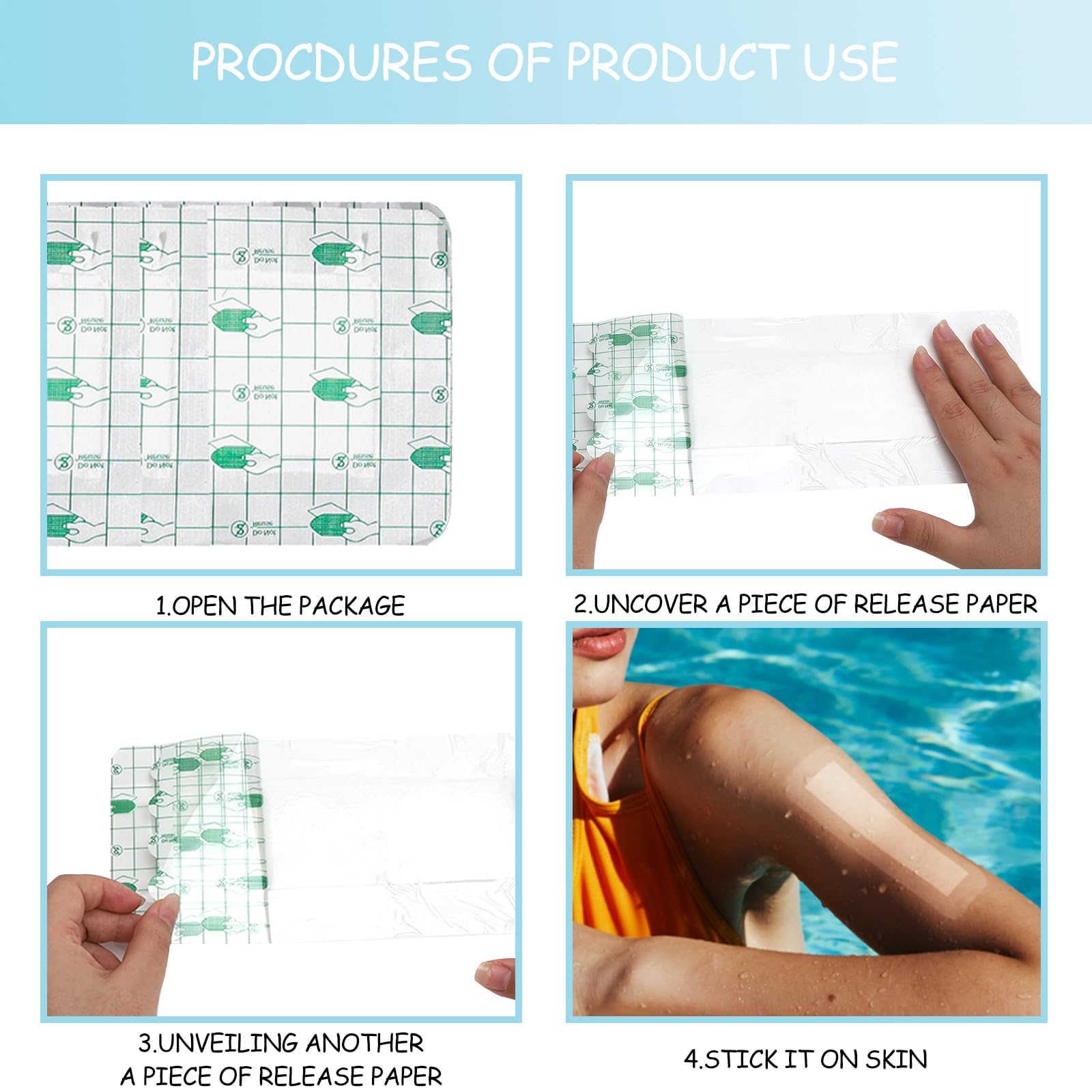 Apósito Impermeable Transparente 10x25cm - Película Adhesiva Waterproof para Tatuajes, Cicatrices, Postoperatorio y Piscina - Apósito Adhesivo Grande Hipoalergénico para Piel Sensible y Ducha