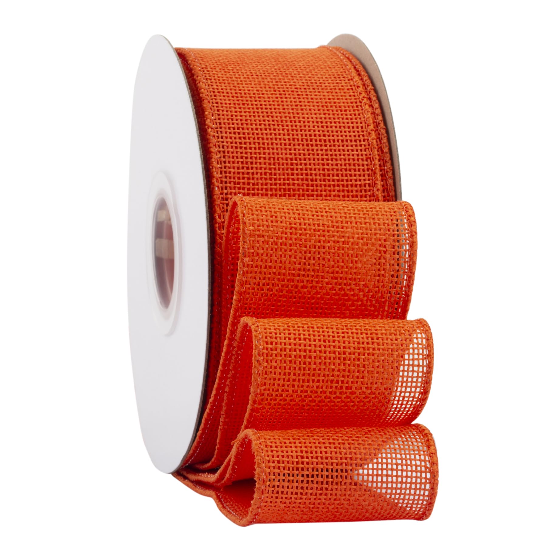 Ribbonitlux Orange Burlap Wired Ribbon, 2 inch x 20 Yards, Wired Edge Burlap Ribbon for Gift Wrapping, Big Bow, Wreath, and Christmas Tree Decoration