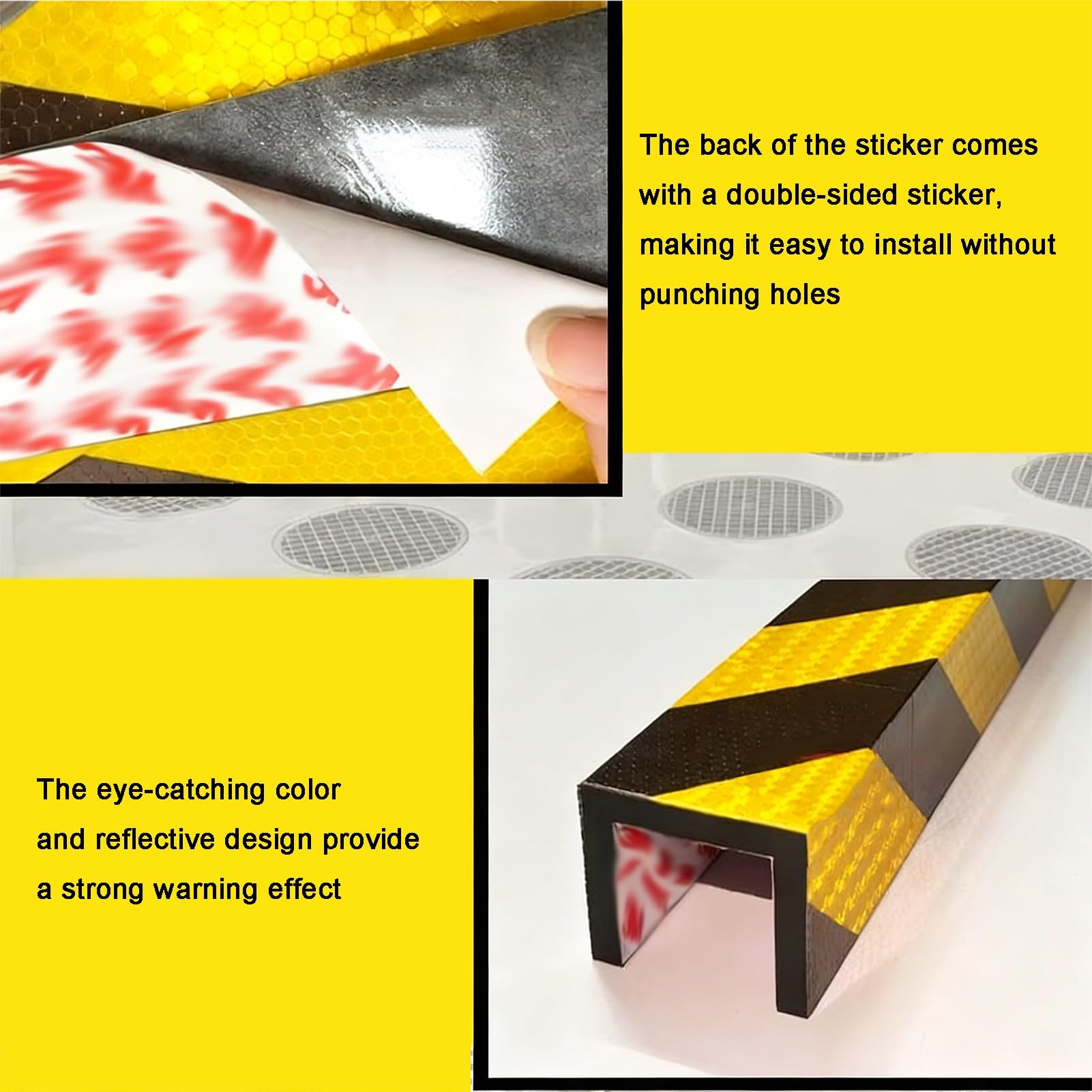 Protector de bordes de espuma, tira de seguridad de 100 cm, color amarillo y negro, protección contra impactos para escaleras, garajes, espacios industriales, 3 unidades