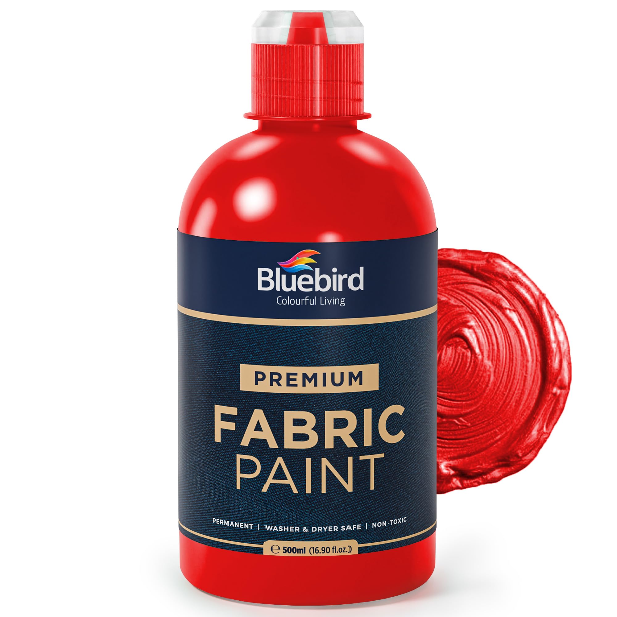 Bluebird Vermilion Red Fabric Paint 50ml Permanent Fabric Paints for Clothing, Furniture Upholstery-image-3