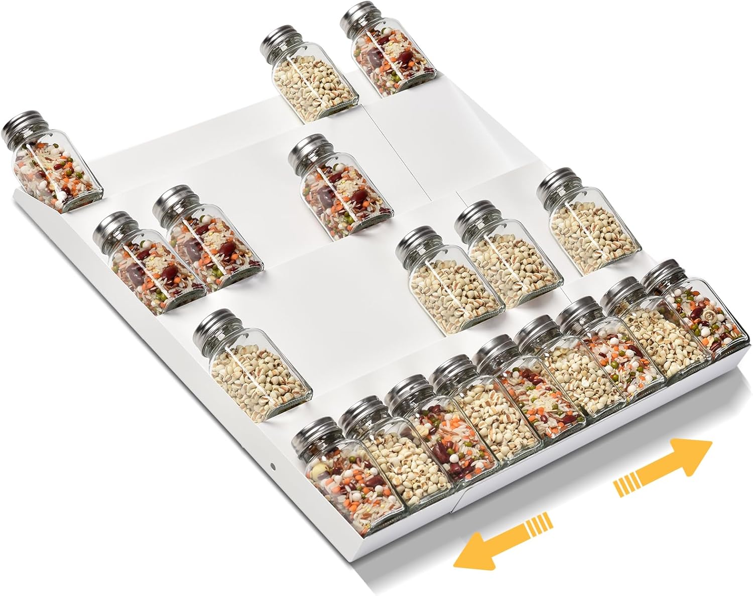 Expandable 4-Tier Spice Drawer Organizer – Fits 11.4-22.8″ Drawers, Holds 48 Jars