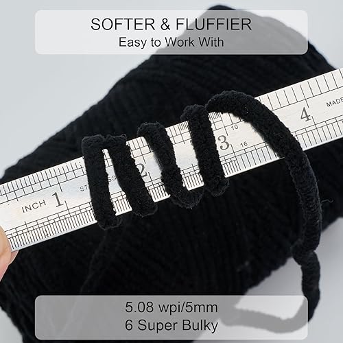 Miniatura 2 de SOVIKER Hilo de felpilla grueso para tejerganchillo para manta de bebé, hilo elegante para Amigurumi #6 súper voluminoso, extra grueso, suave,