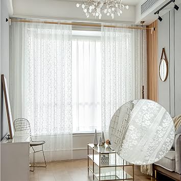 Curtains Grommet Natural Semi-Sheer Curtains 1 Panels Privacy Added Premium Soft Drapes for Bedroom/Living Room/Sliding Door Begonia Yarn Width x High W78.74 x H47.24 x 1PC