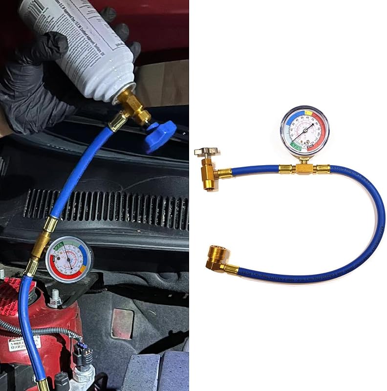 Kit de Mangueira para Recarga de Ar-Condicionado Automotivo R134A JOKAOOH com Manômetro e Válvula 1/2 – 1 conjunto