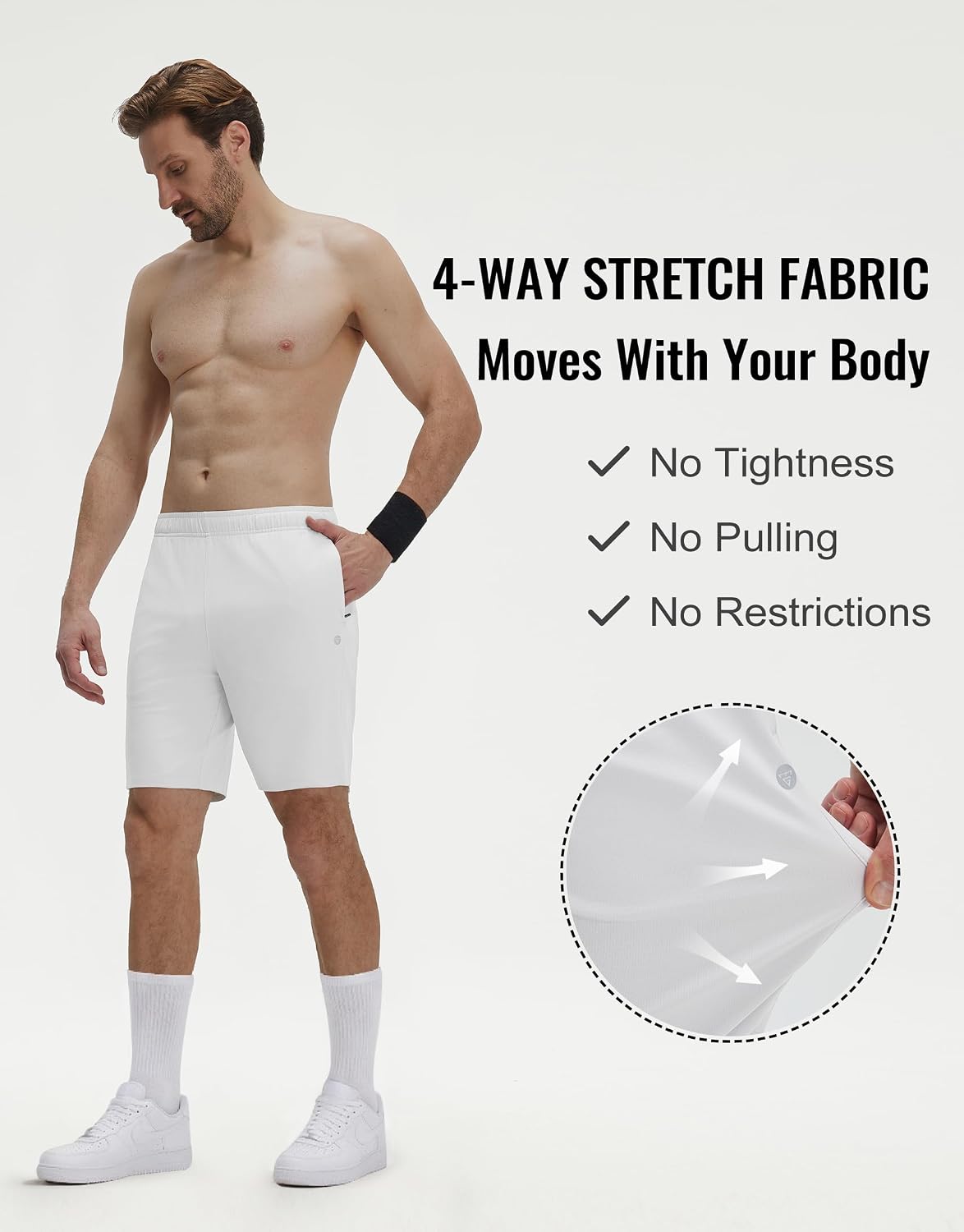M MAELREG Men's Athletic Shorts with Zipper Pockets 7" Moisture Wicking Gym Workout Shorts for Men Lightweight Drawstring