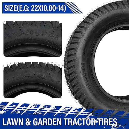 Miniatura 5 de 22x1000-14 Lawn Mower Tires 22x10-14 Tractor Turf Tire 22x10x14 NHS Tires 4Ply Tubeless Set of 2