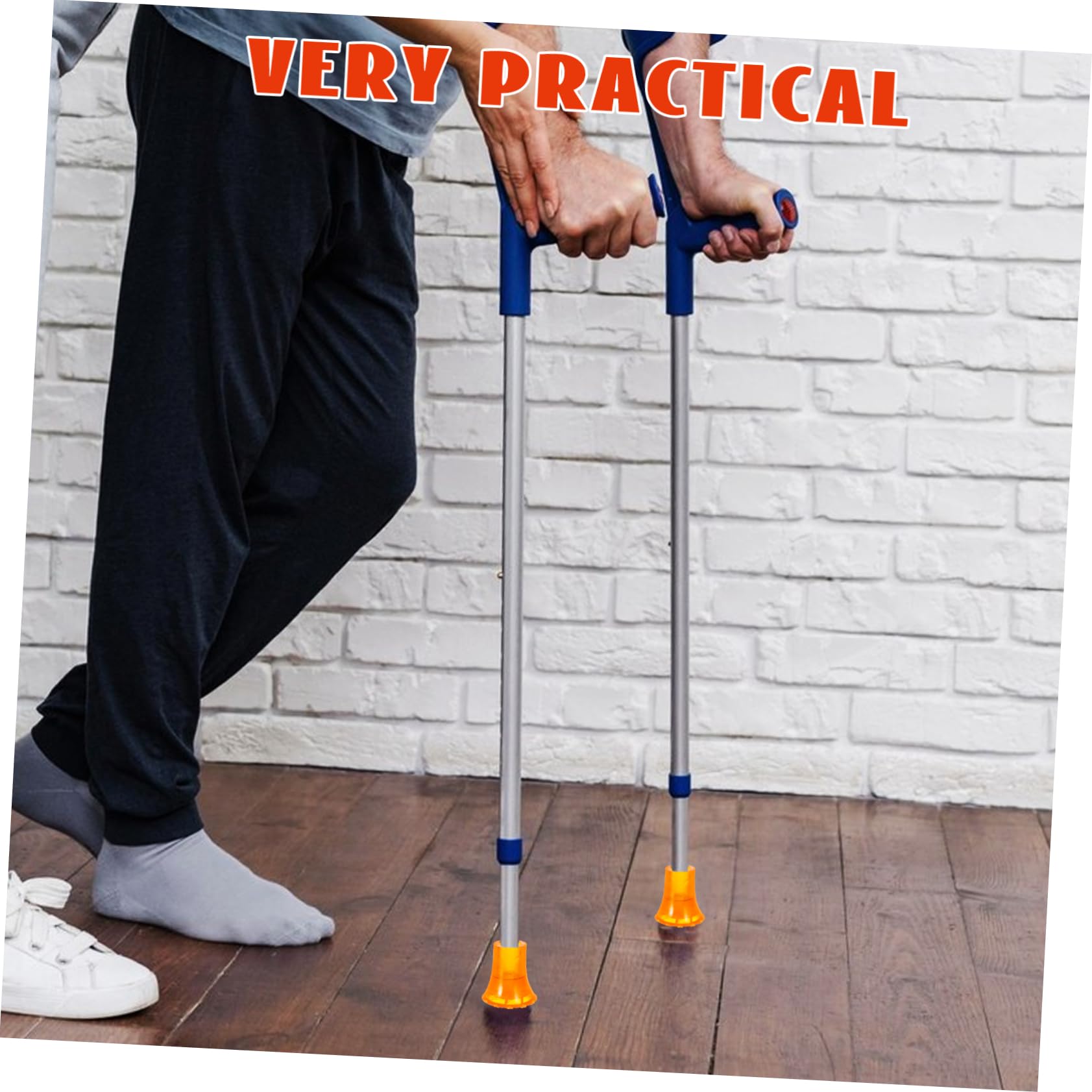 KOMBIUDA 4pcs Crutch Pads Foot Pads Walking Stick Walking Pole Tips Replacement Cane Tips Cane Ends Plastic Crutch Tips Trekking Pole Foot Cover Crutch Feet Sleeves PVC Orange
