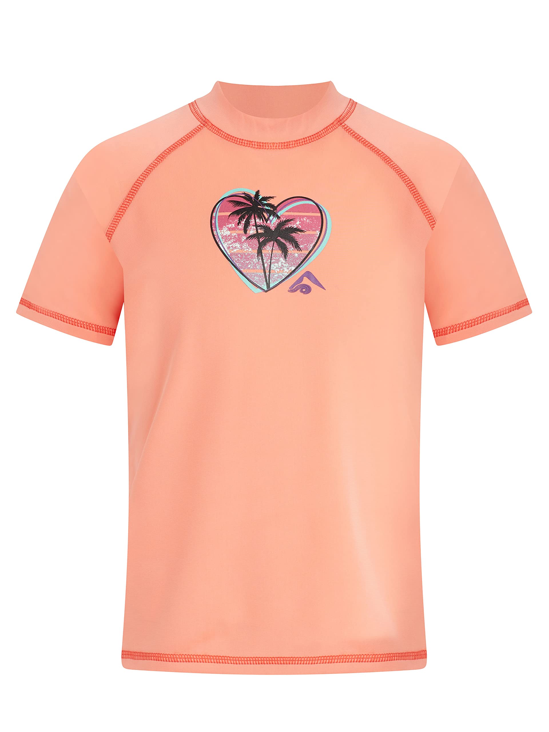 Kanu Surf Girls' Jade Rash Guard UPF 50+ Sun Protection Short Sleeve Swim Shirt