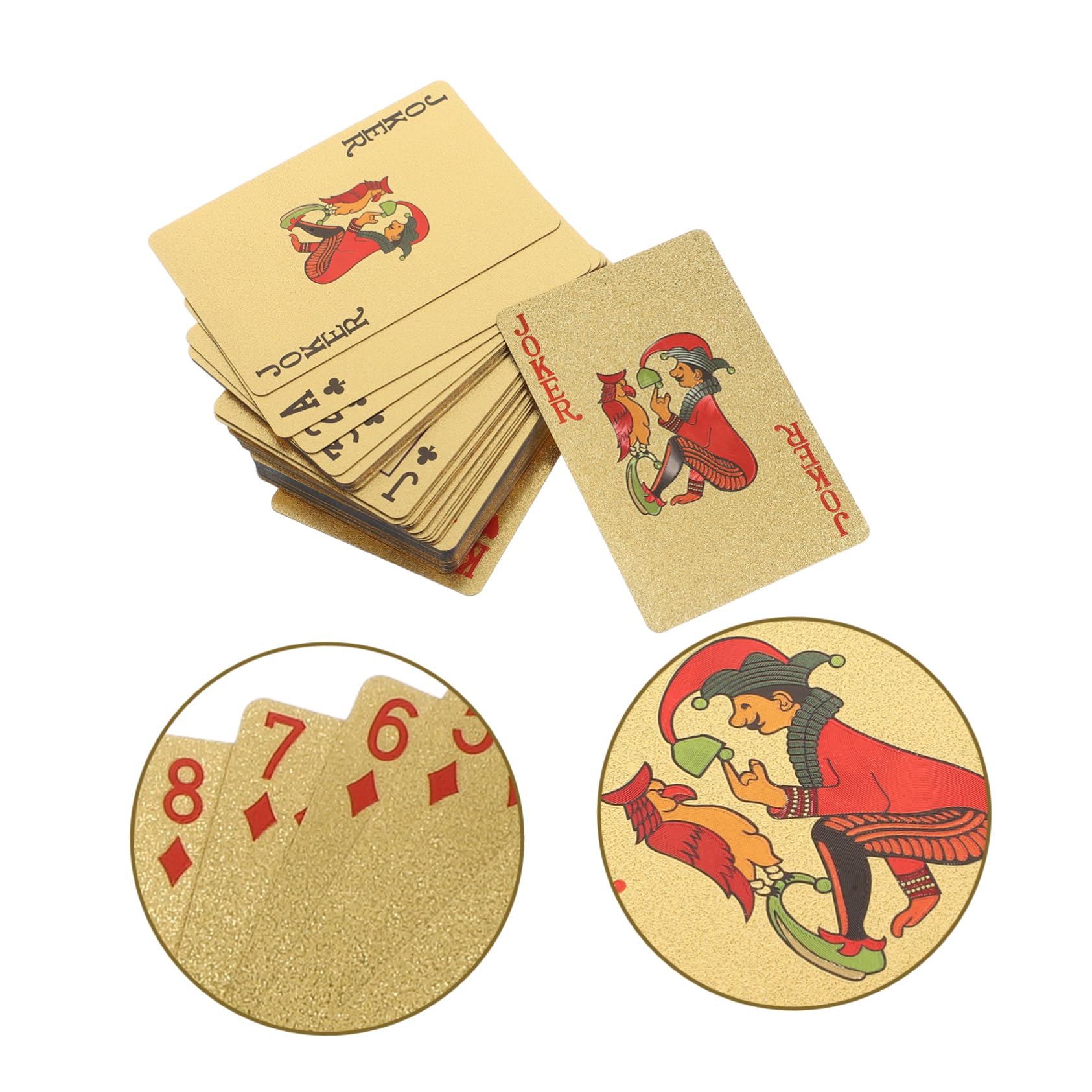 Toyvian Cartes De Poker Inoxydable avec Finition Dorée Jeu De Cartes Résistant à Eau pour Soirées Et Festivals Accessoires De Luxe pour Amateurs De Poker