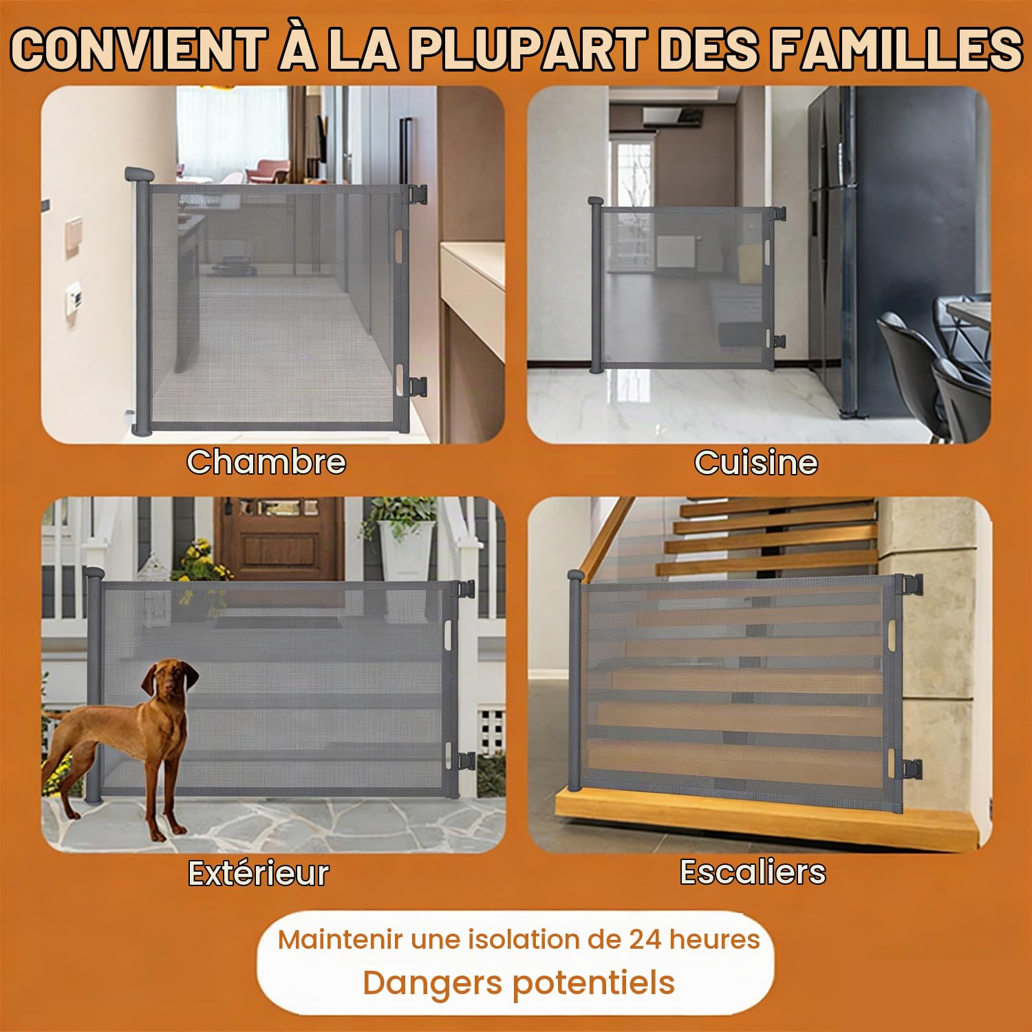 Barriere De Securite Enfant Extensible 0-150 Cm, Barriere Extensible pour Chien, Protection Exténsible Opération à Une Main pour Escaliers, Couloirs, Intérieurs Et Extérieurs