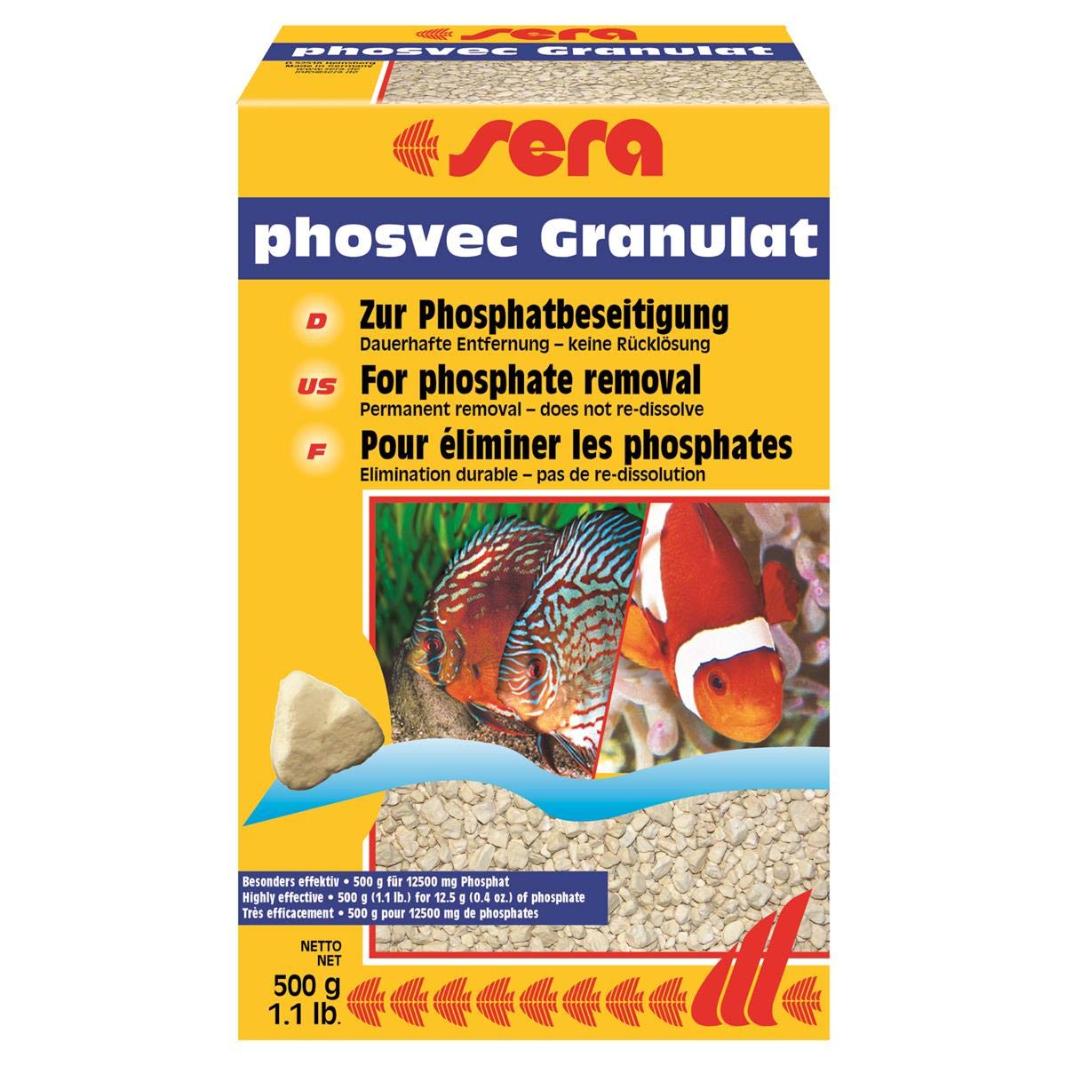 sera phosvec Granulat 500 g | Effektiv gegen Algenbildung | Bis zu 3 Monate wirksam | Für Süß- & Meerwasseraquarien | Einfache Anwendung