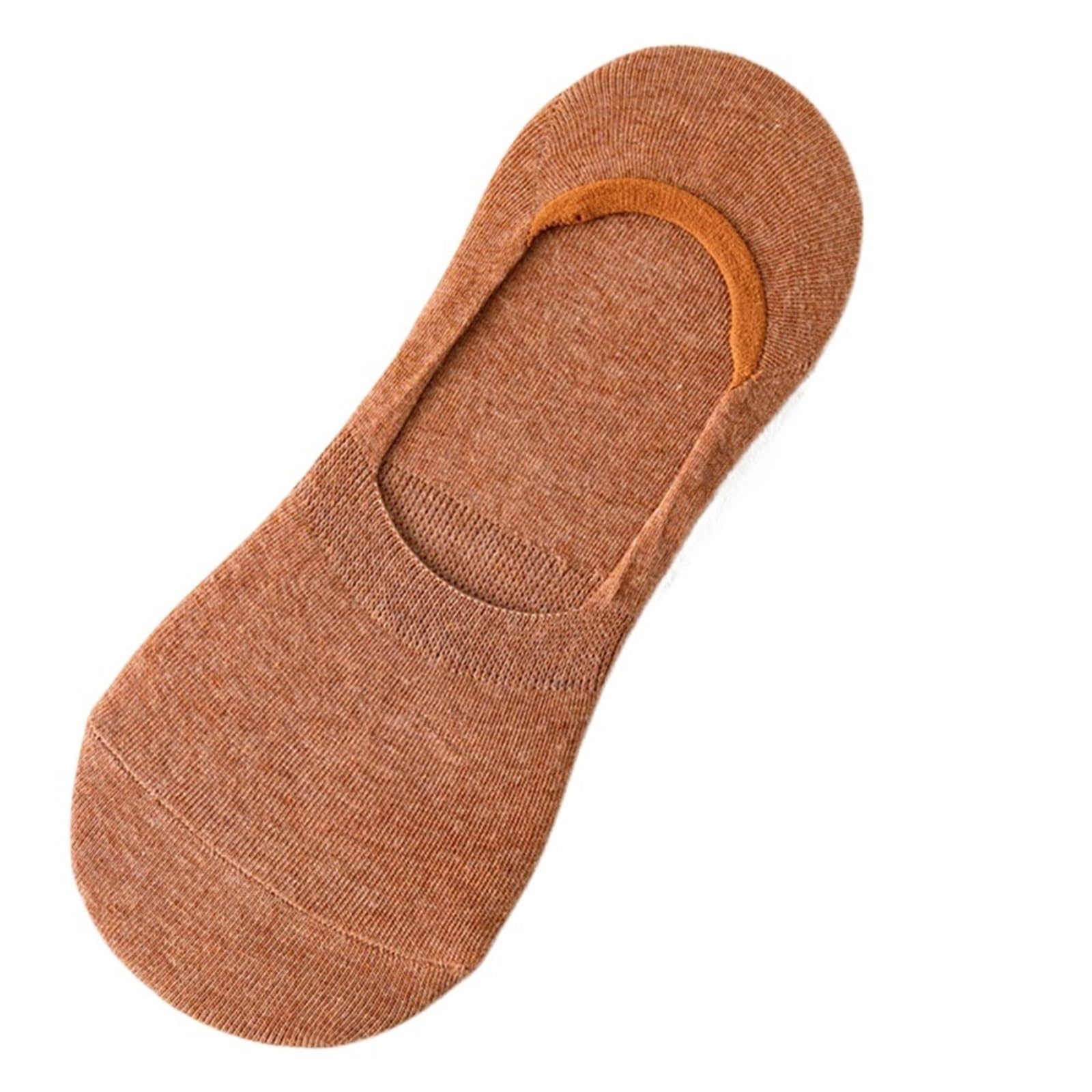 HWJFDC No Show Socks 5 Pairs Silicone Non-skid Mens Boat Socks Summer No Show Invisible Male Sock Slippers For Man Big Size 45,46(C brown)