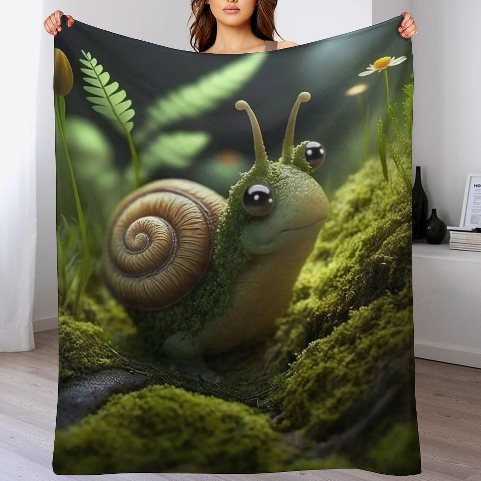 Manta de forro polar 3D con estampado de caracoles suave y cálida