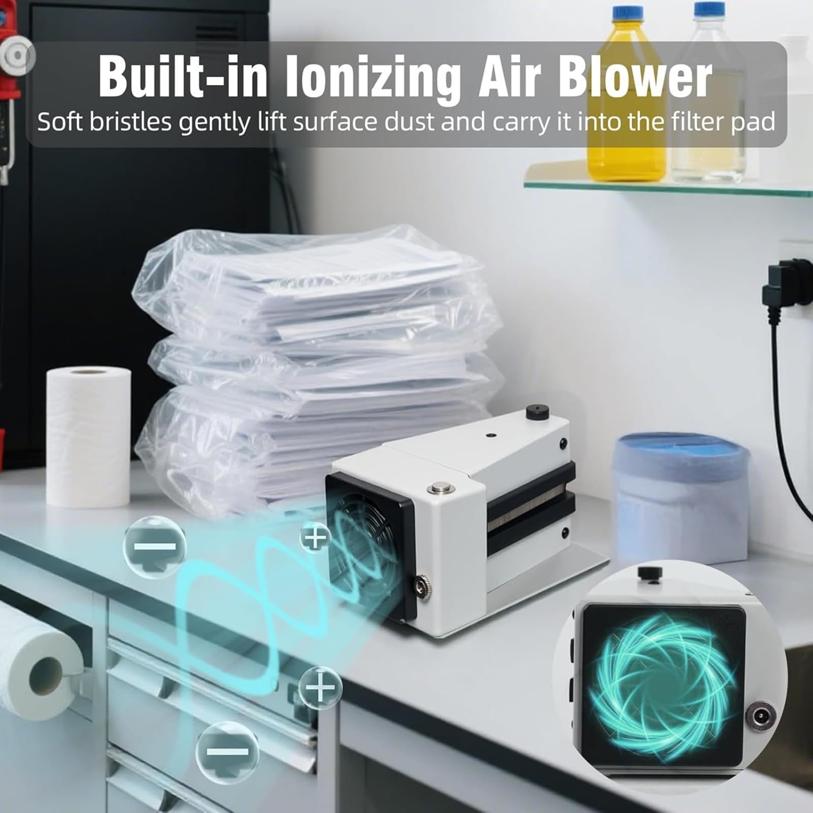 NGARY Kit De Limpieza De Negativos, Limpiador Antiestático De Presión Ajustable con Filtro, Ventilador Y Cepillo De Limpieza, Compatible con Películas De 135/120/4x5, para Estudios Fotográficos