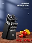 D.Perlla Knife Set, 14 PCS Kitchen Knife Set with Wooden Block, High Carbon Stainless Steel Knife Block Set with Built-in Sharpener
