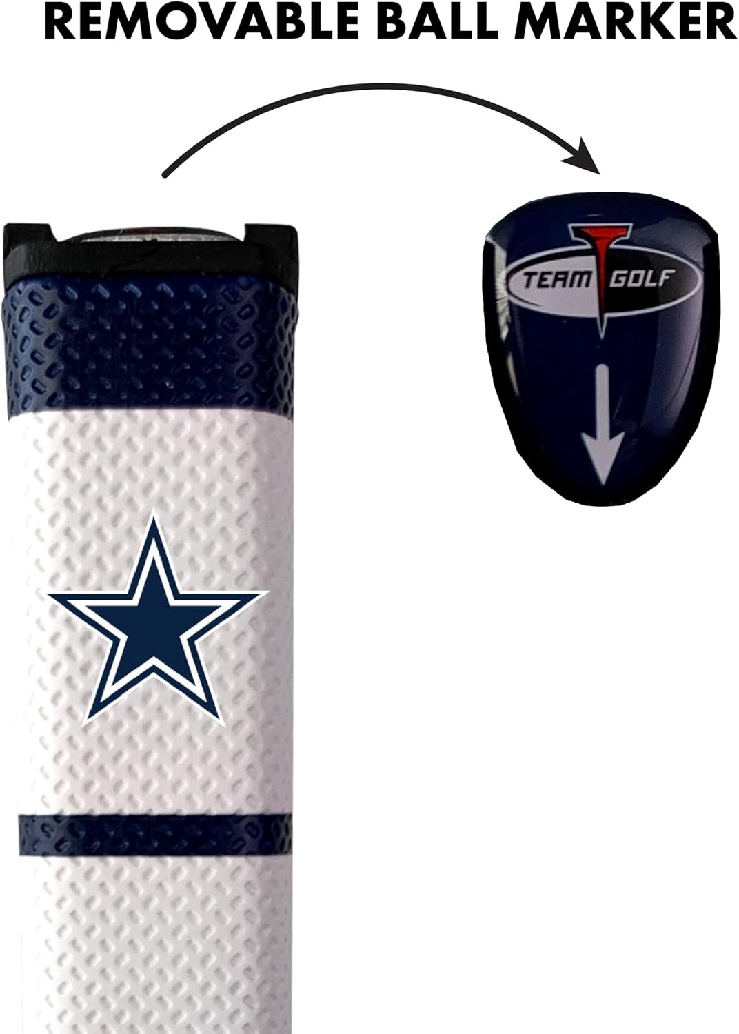 Team Golf NFL Dallas Cowboys Golf Putter Grip Team Golf NFL Golf Putter Grip (Multi Colored) with Removable Ball Marker, Durable Wide Grip & Easy to Control