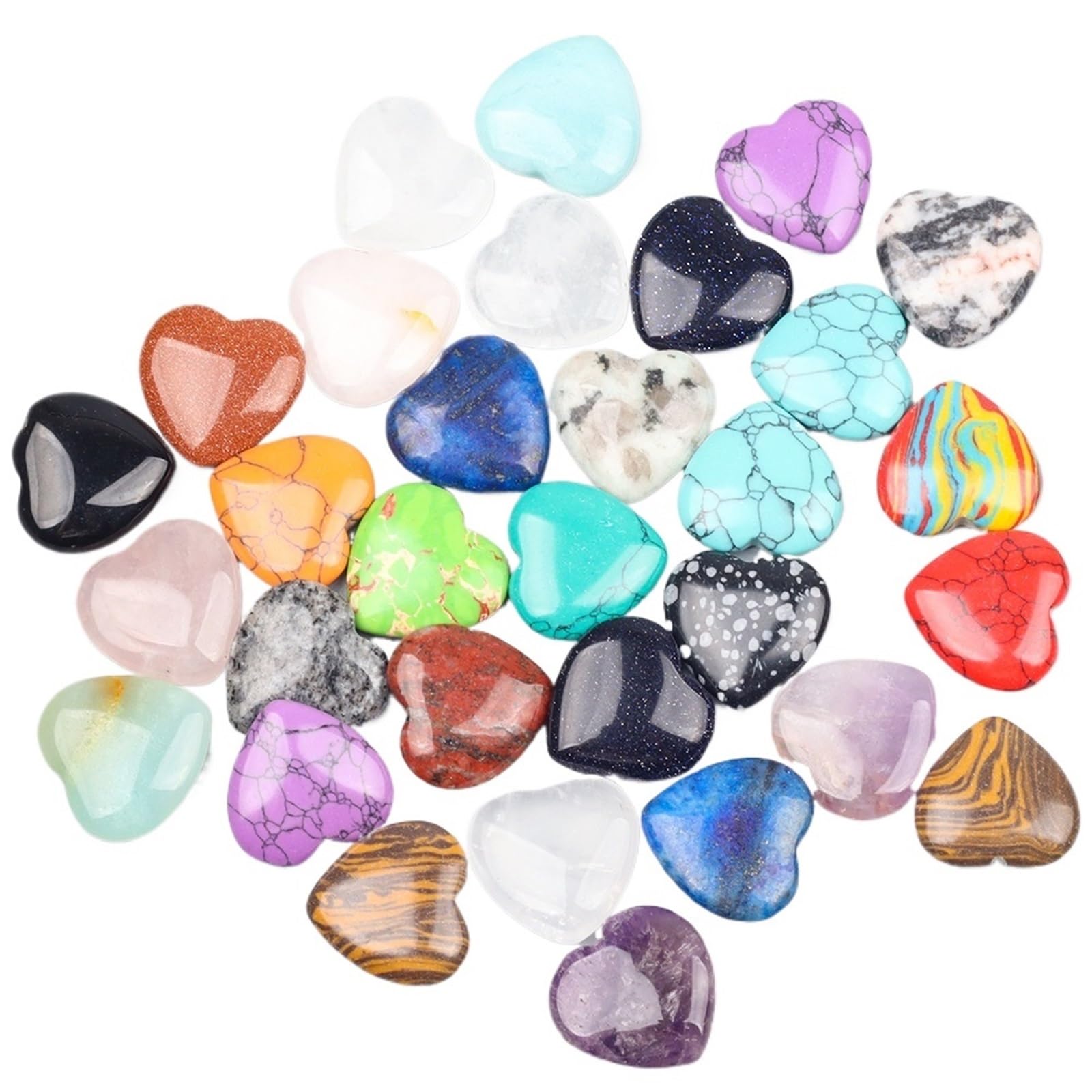 Deko Steine Steine Garten 10/20/30PCS 20MM Herz Form Stein Heilsteine ​​Unregelmäßige Mineral Kies Probe for Haus Garten decor(Mix 30 pcs)