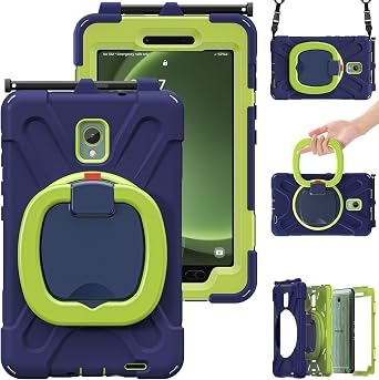 Samsung Galaxy Tab Active 5 8" X300 X306B Case, [Rugged] [Heavy Duty] Samsung Galaxy Tab Active 5 8" X300 X306B Case with 360 Swivel Stand/Handle Grip/Shoulder Strap/Pencil Holder