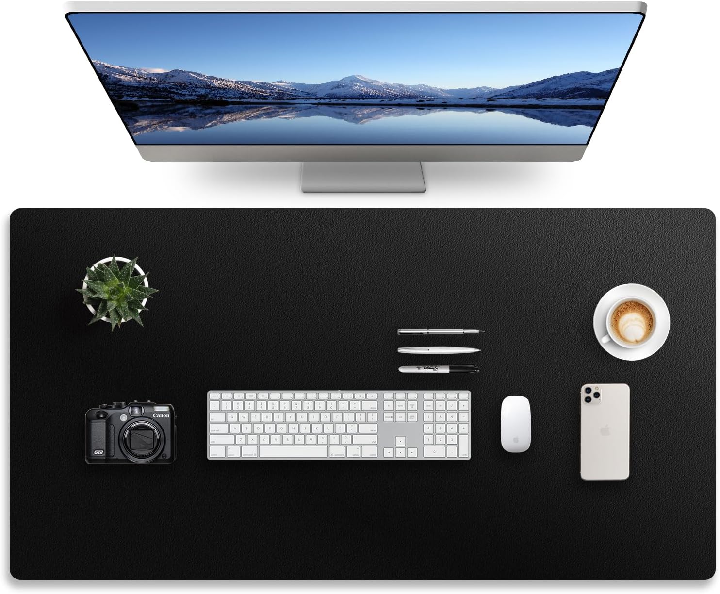 Monomi Alfombrilla de Escritorio Grande 47.2"x23.6" Cuero Negro