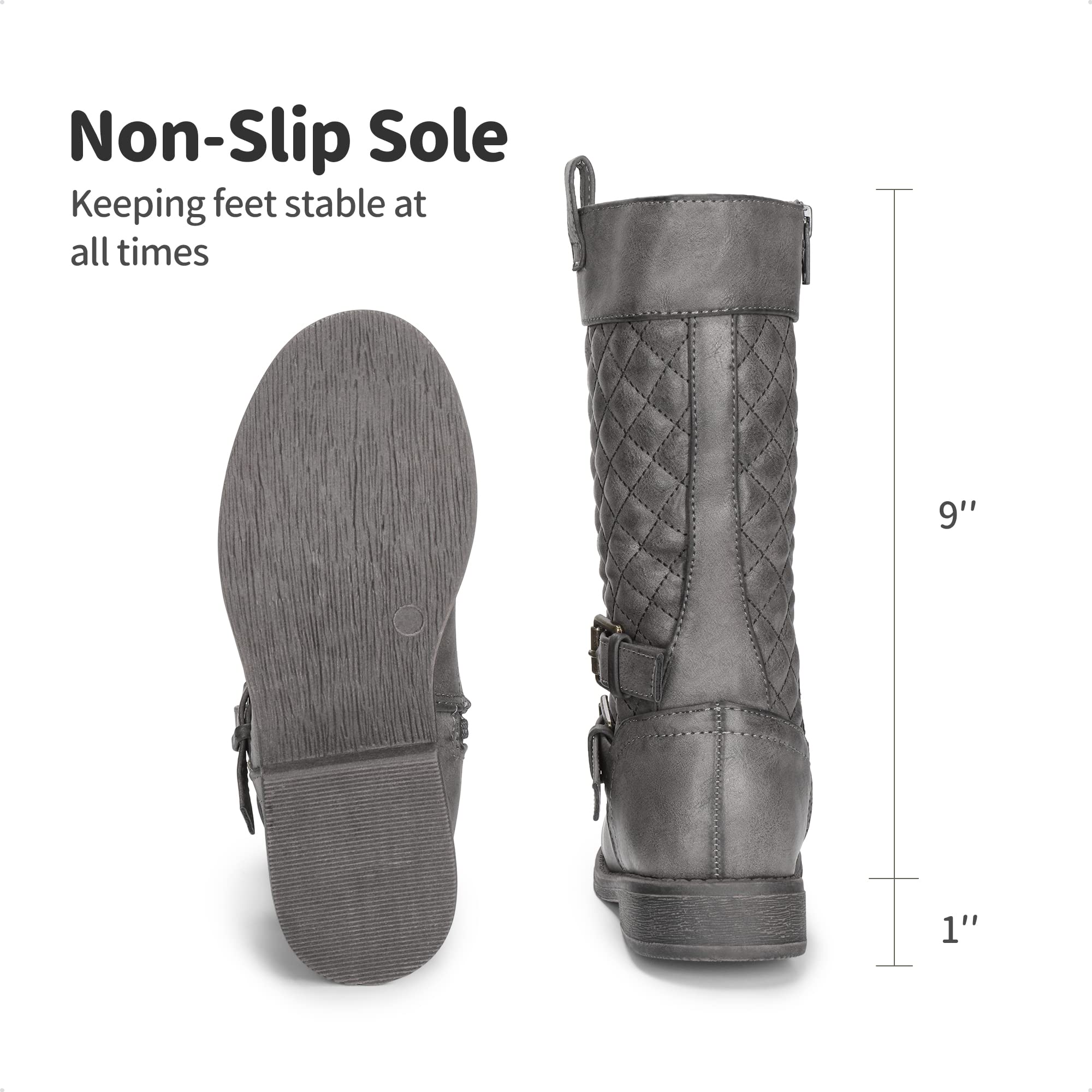 DREAM PAIRS Botas de equitación para niñas, gris (gris), 27.5 EU