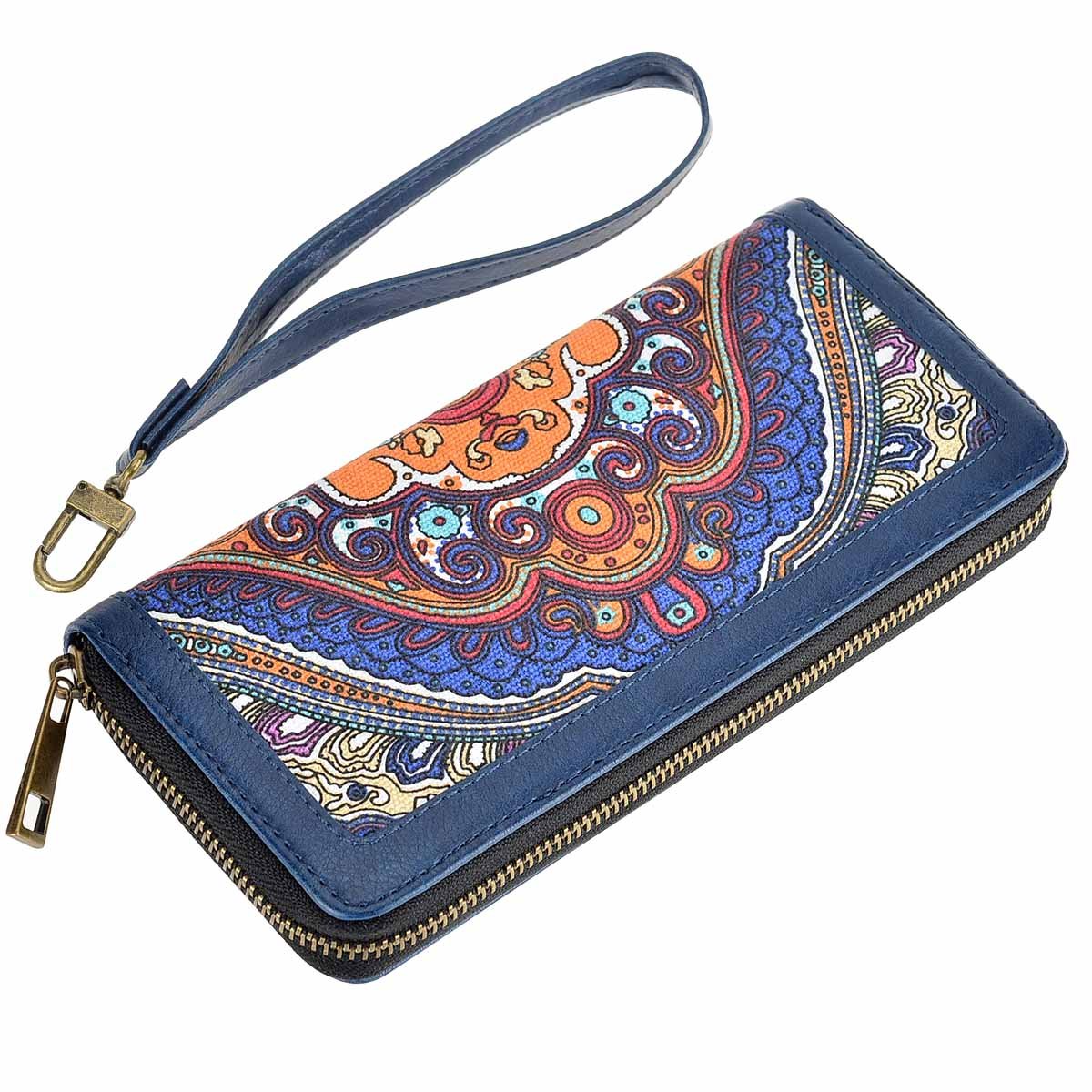 HAWEE Long Wristlet Handbag Leather Zipper Wallet for Cellphone Card Holder Coin Purse